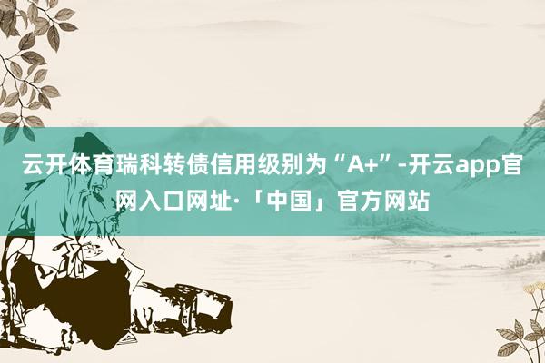 云开体育瑞科转债信用级别为“A+”-开云app官网入口网址·「中国」官方网站